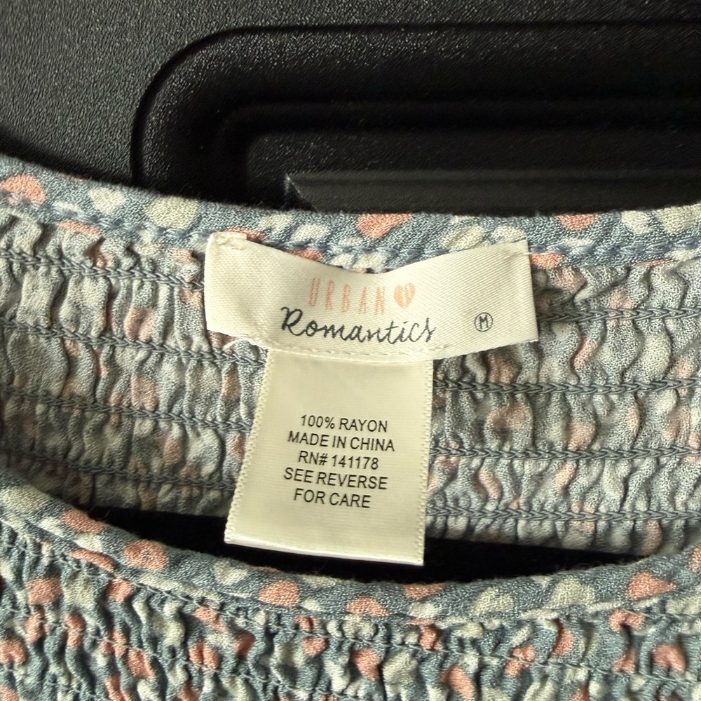 URBAN Romantics Pink and Gray Smocked Blouse - Picture 2 of 4